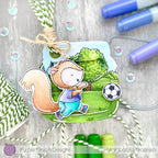 Purple Onion Designs Bandit Unmounted Cling Stamp pod1404 soccer squirrel