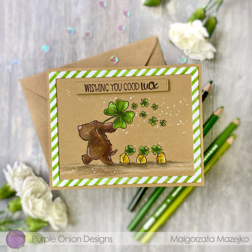Purple Onion Designs Flappy's Lucky Day Cling Stamp pod5018 St Patricks Day Card