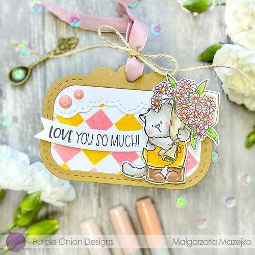 Purple Onion Designs Micey Smooches Cling Stamp pod5014 Love You So Much Card