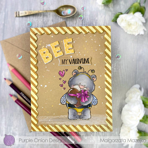 Purple Onion Designs Love, Brownie Bear Cling Stamp pod5012 Teddy Bear Valentine