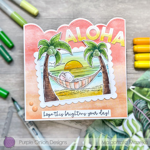 Purple Onion Designs Sunrise Sunset Cling Stamp pod1320 Aloha Beach Slumber Card