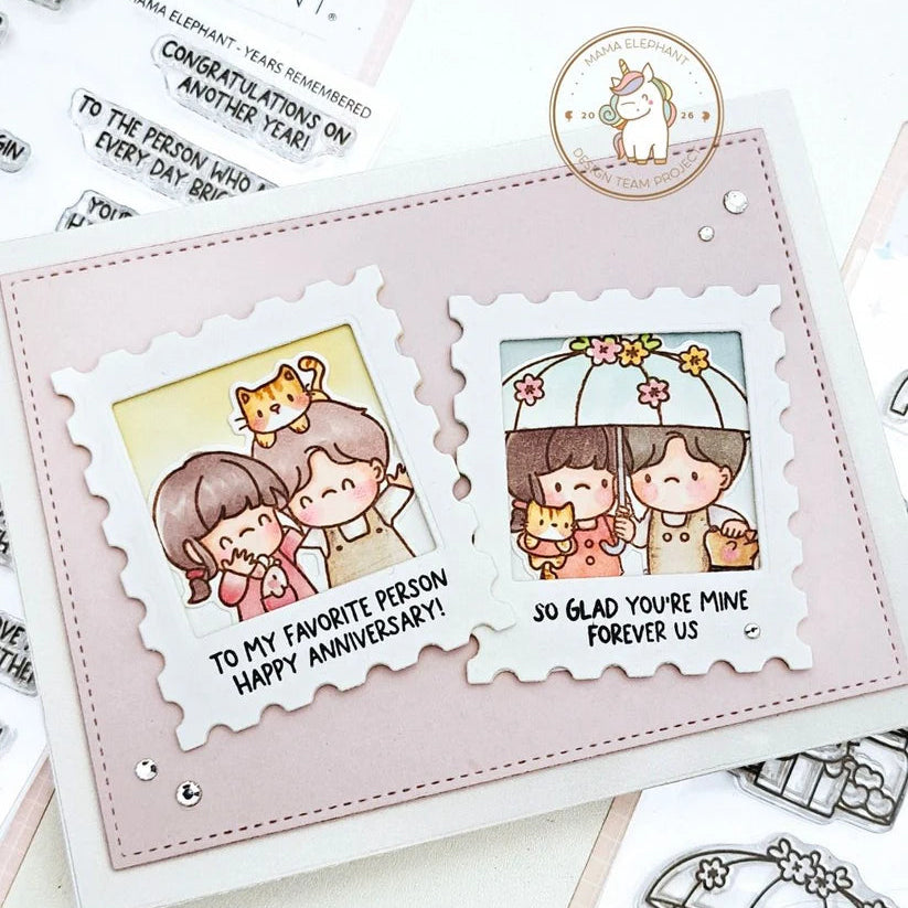 Mama Elephant Anniversary Celebration Clear Stamp and Die Set happy couple