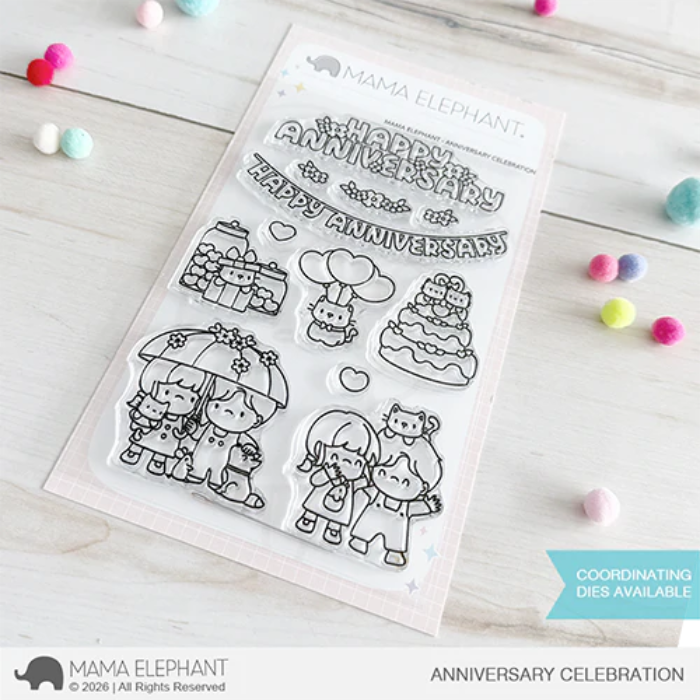 Mama Elephant Anniversary Celebration Clear Stamp and Die Set image 