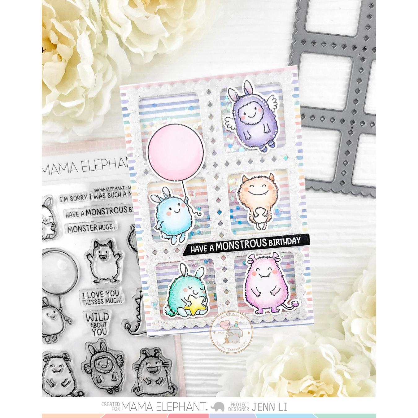 Mama Elephant Aurora Frame Creative Cuts Steel Die happy birthday