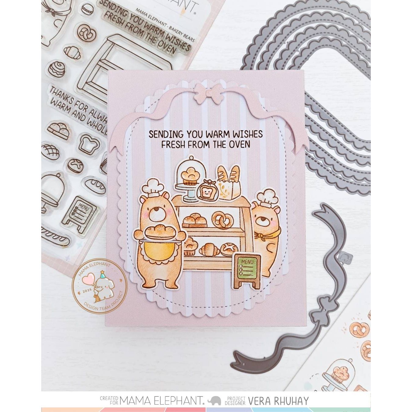 Mama Elephant Bakery Bears Clear Stamp and Die Set baker