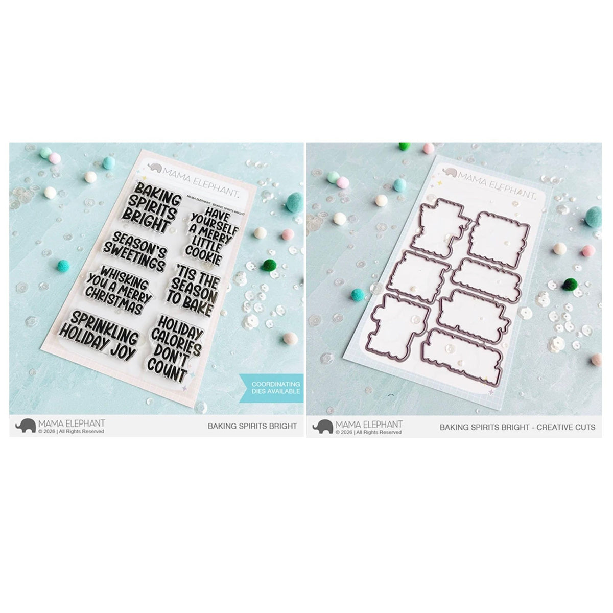 Mama Elephant Baking Spirits Bright Clear Stamp and Die Set