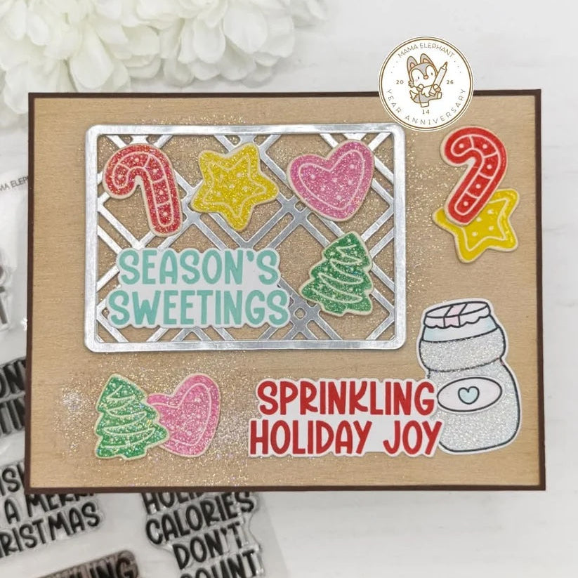 Mama Elephant Baking Spirits Bright Clear Stamps cookies with sprinkles card