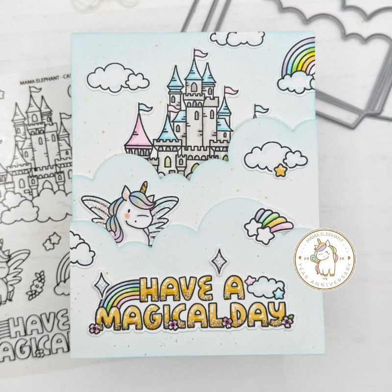 Mama Elephant Bi-Fold Clouds Creative Cuts Steel Dies unicorn