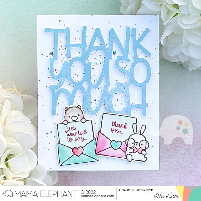 Mama Elephant Big Thank You So Much Creative Cuts Steel Die bunny wearing glasses