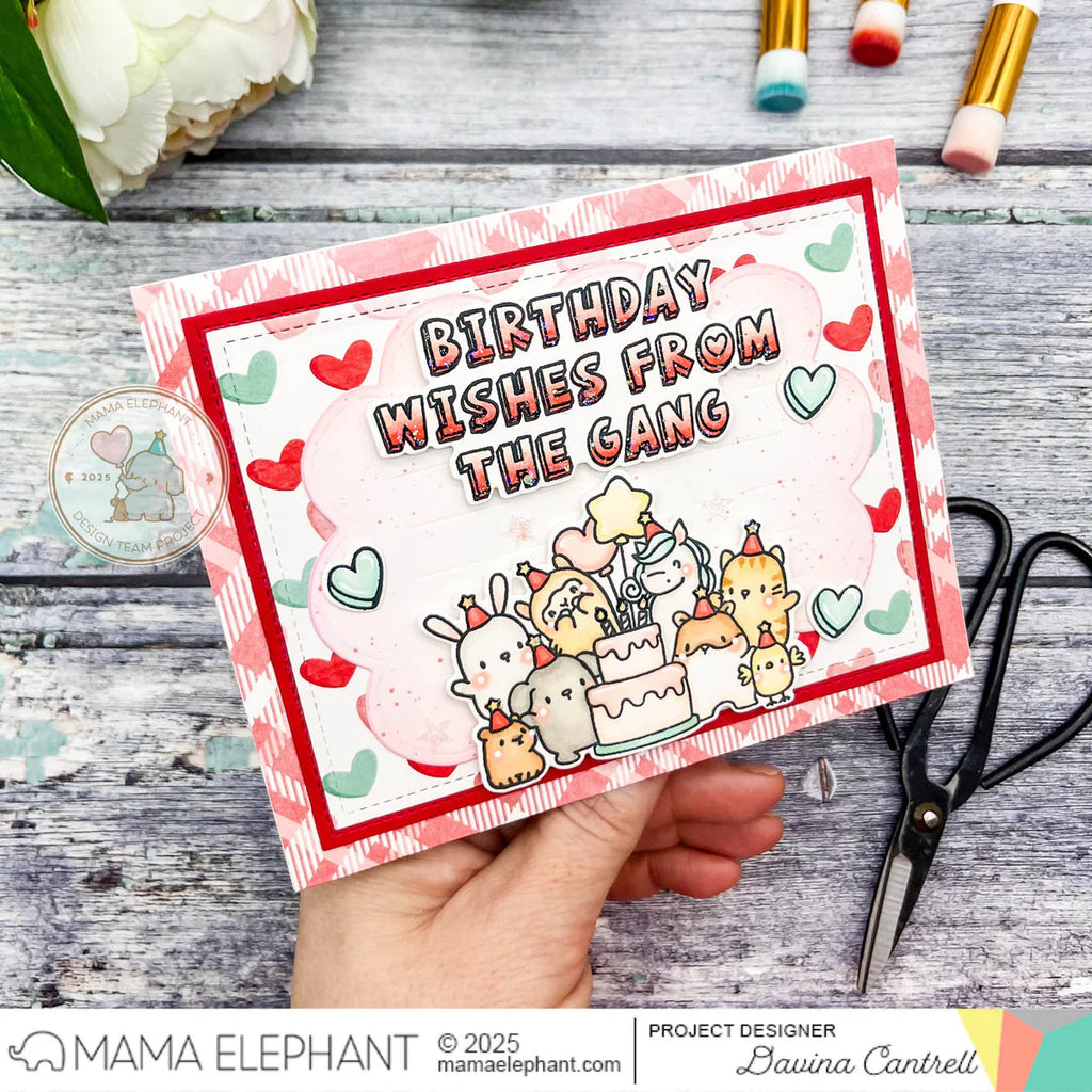 Mama Elephant Birthday Block Clear Stamp and Die Set celebrate