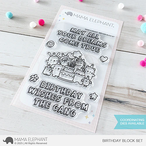 Mama Elephant Birthday Block Clear Stamps