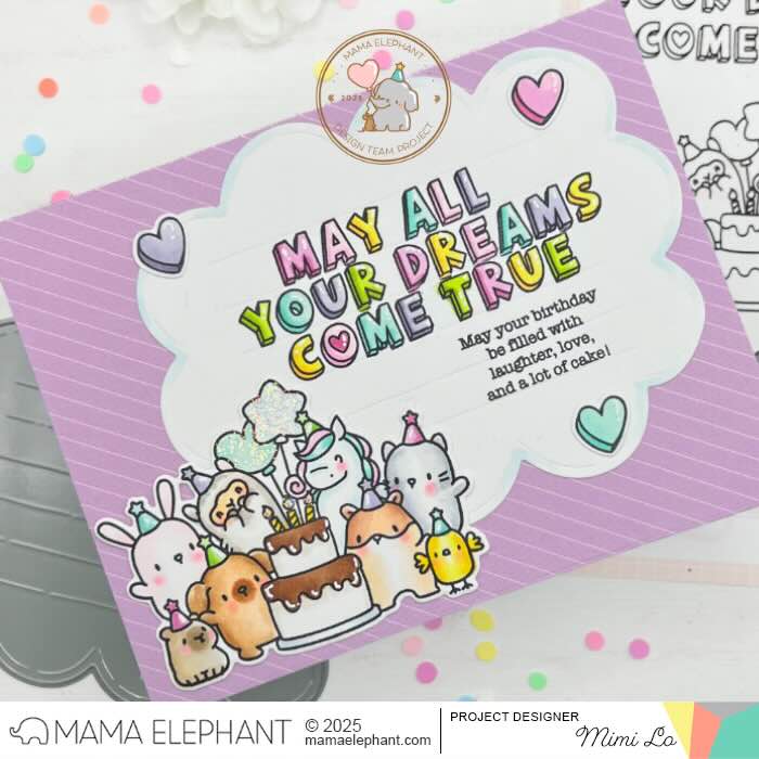 Mama Elephant Birthday Block Clear Stamps hearts