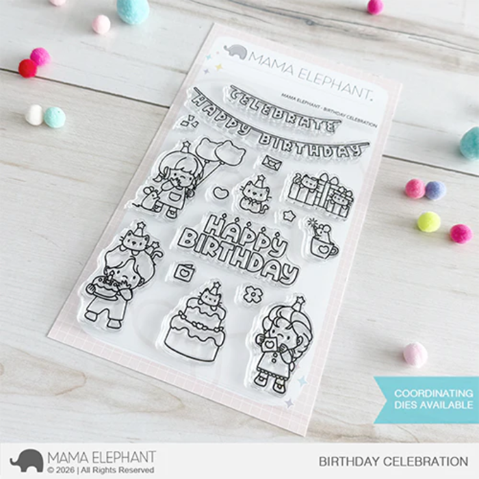 Mama Elephant Birthday Celebration Clear Stamps