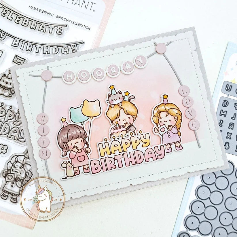 Mama Elephant Birthday Celebration Clear Stamps with love