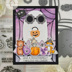 Mama Elephant Boo Crew Clear Stamp and Die Set rabbit mummy halloween card