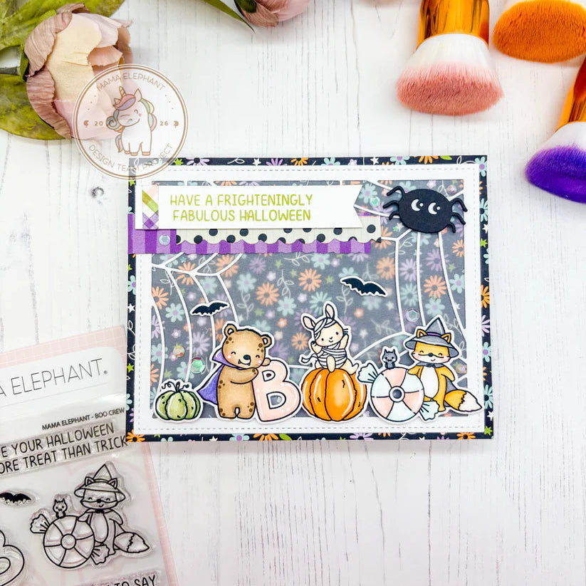 Mama Elephant Boo Crew Clear Stamps bear vampire halloween card