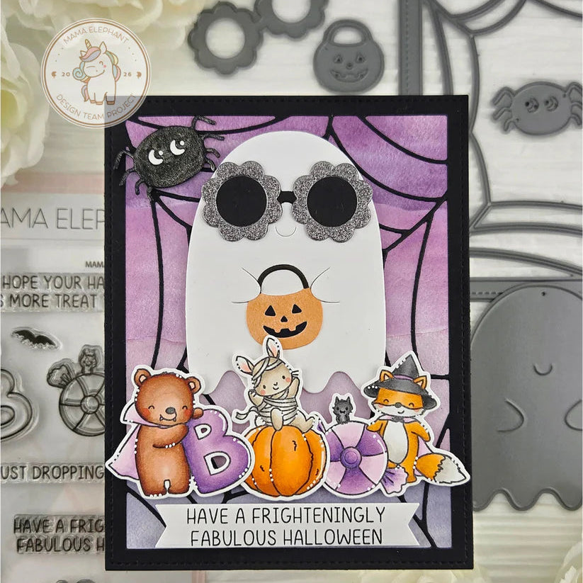 Mama Elephant Boo Crew Clear Stamps rabbit mummy halloween card