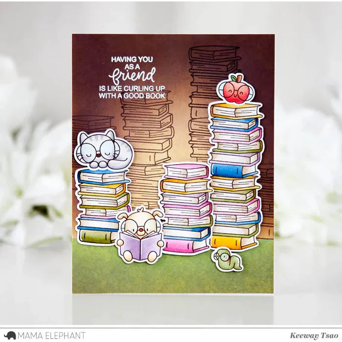 Mama Elephant Book Worm Clear Stamps cat