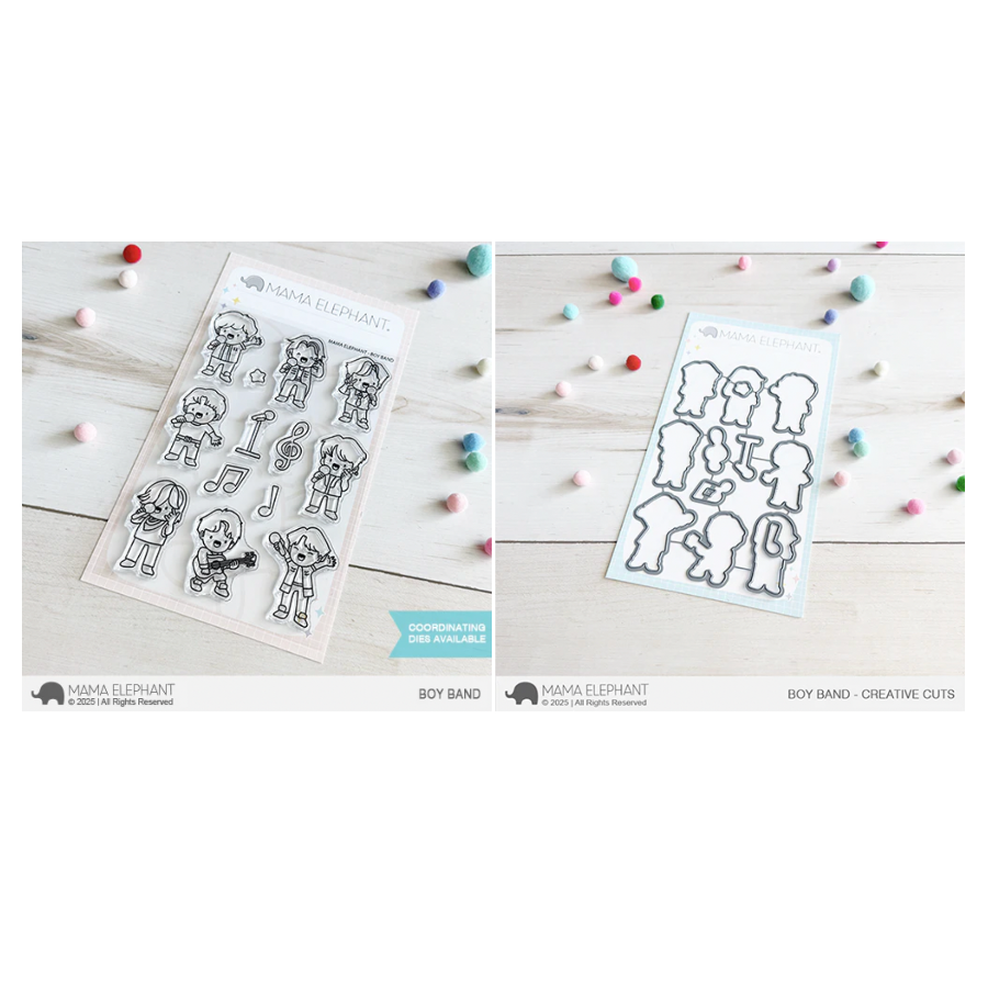 Mama Elephant Boy Band Clear Stamp and Die Set