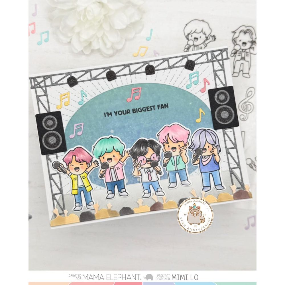 Mama Elephant Boy Band Clear Stamp and Die Set stage