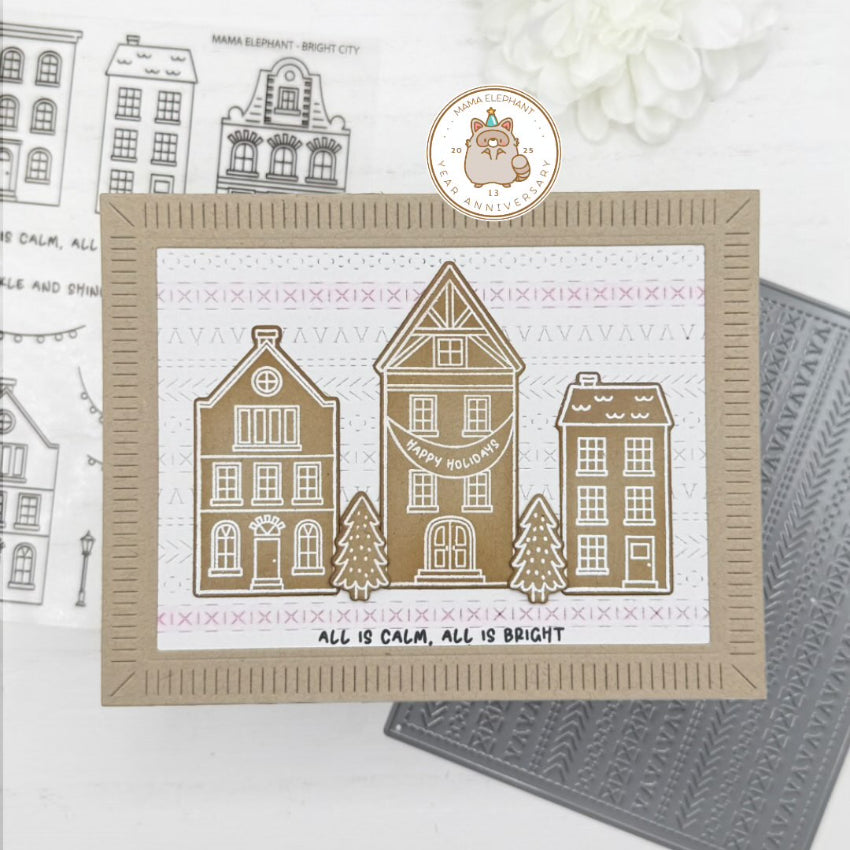 Mama Elephant Bright City Clear Stamp and Die Set happy holidays