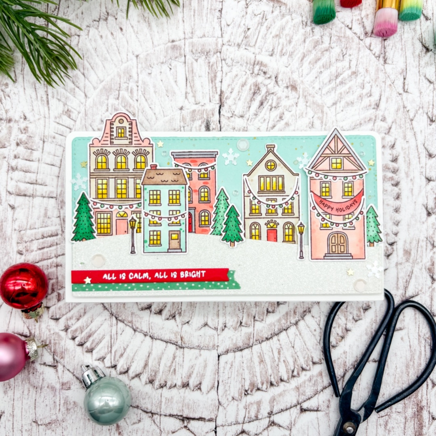 Mama Elephant Bright City Clear Stamp and Die Set trees