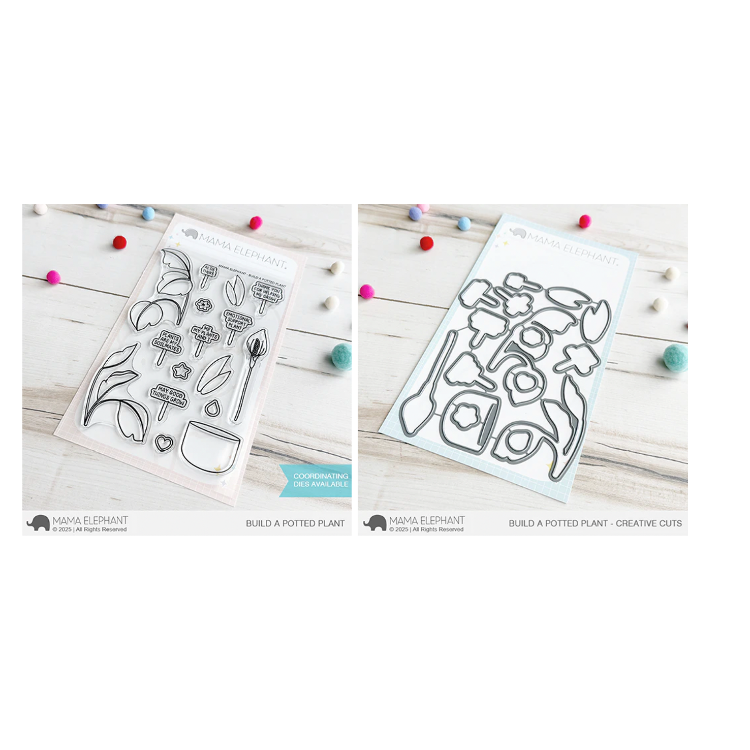 Mama Elephant Build A Potted Plant Clear Stamp and Die Set