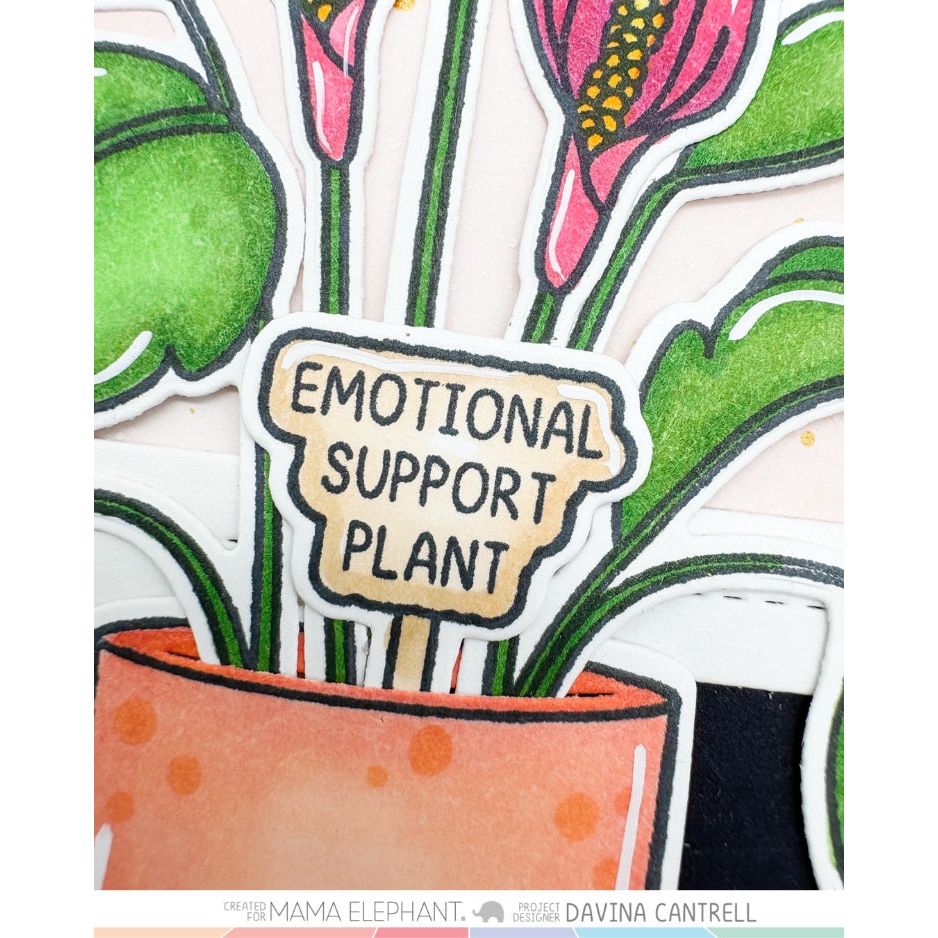 Mama Elephant Build A Potted Plant Clear Stamp and Die Set plant