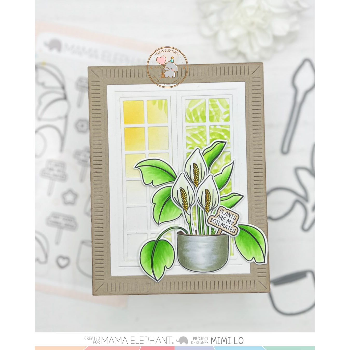 Mama Elephant Build A Potted Plant Clear Stamp and Die Set window