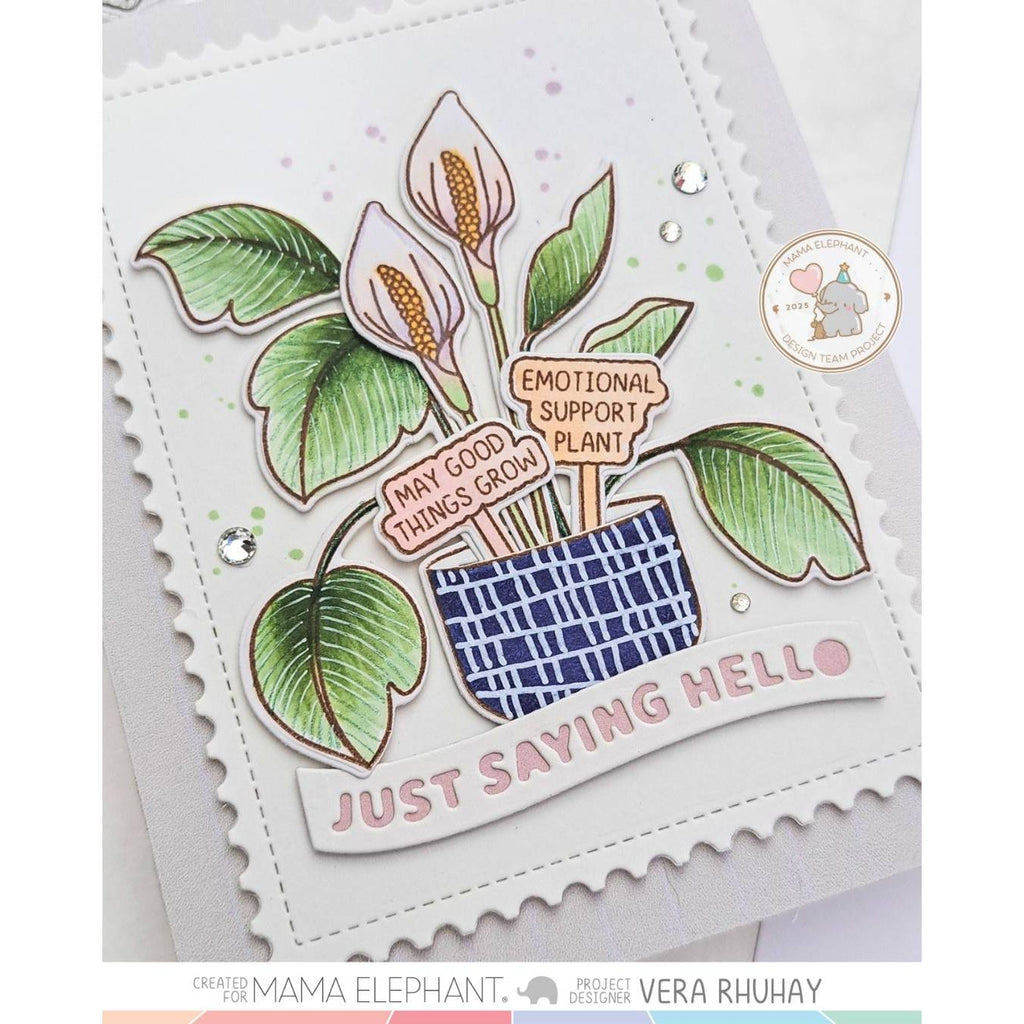 Mama Elephant Build A Potted Plant Creative Cuts Steel Dies hello