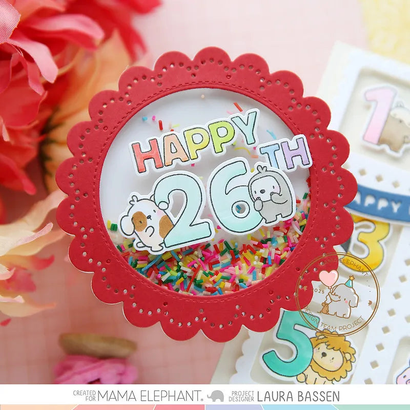 Mama Elephant Caly Circle Lace Creative Cuts Steel Dies shaker card | color-code:ALT01