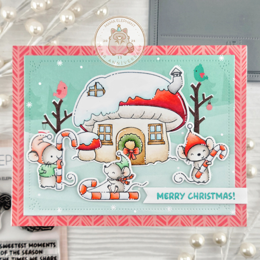 Mama Elephant Candy Cane Lane Creative Cuts Steel Die mice