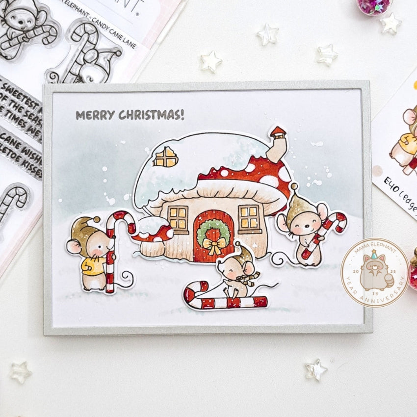 Mama Elephant Candy Cane Lane Creative Cuts Steel Die snow