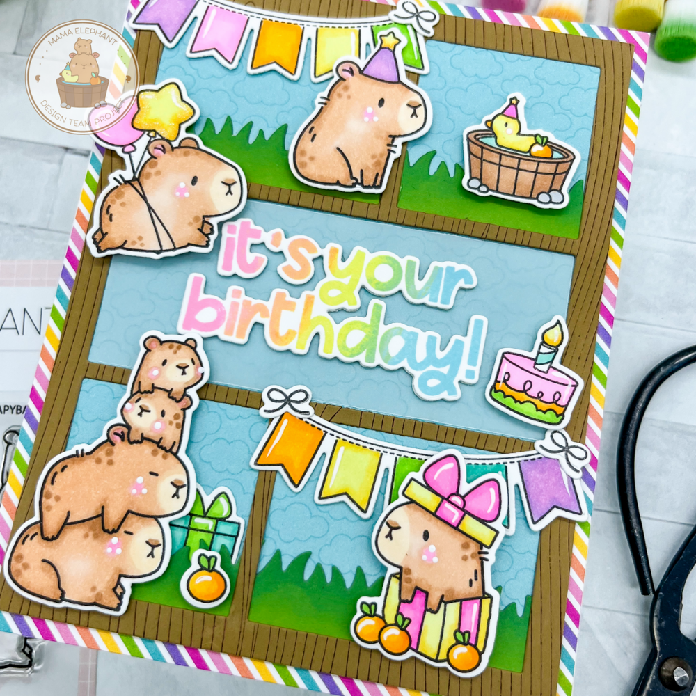 Mama Elephant Capybara Party Clear Stamps grid