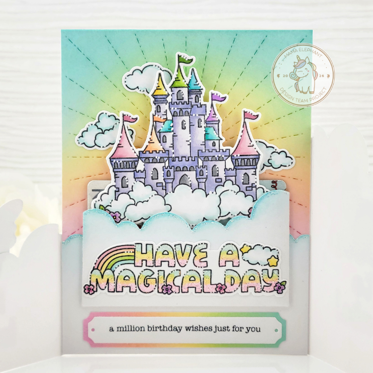Mama Elephant Castle In The Sky Clear Stamp and Die Set birthday wishes