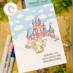 Mama Elephant Castle In The Sky Clear Stamp and Die Set pink castle