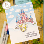 Mama Elephant Castle In The Sky Clear Stamps pink castle