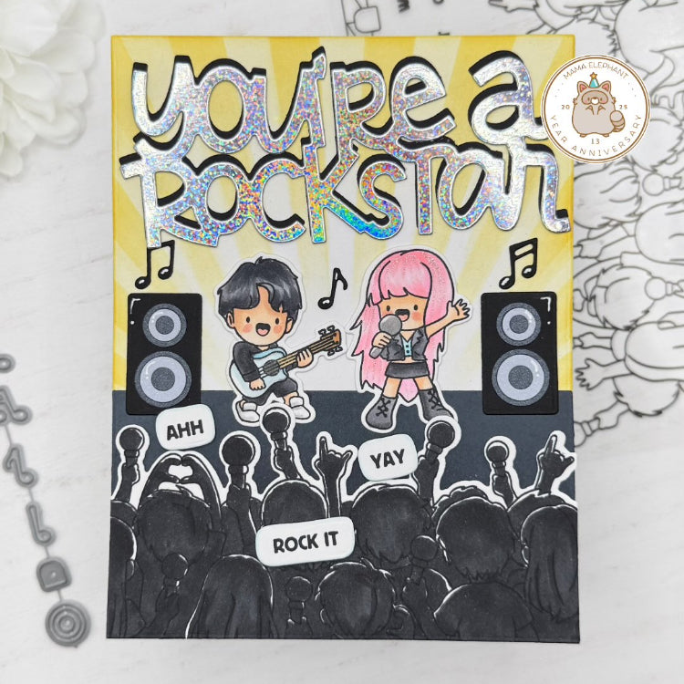 Mama Elephant Concertgoers Stamp and Die Set rockstar