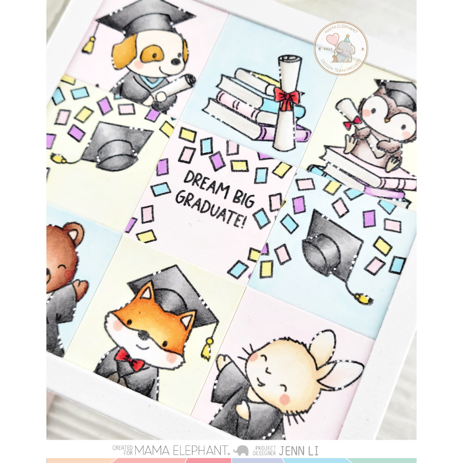 Mama Elephant Congrats Graduate Clear Stamp and Die Set confetti