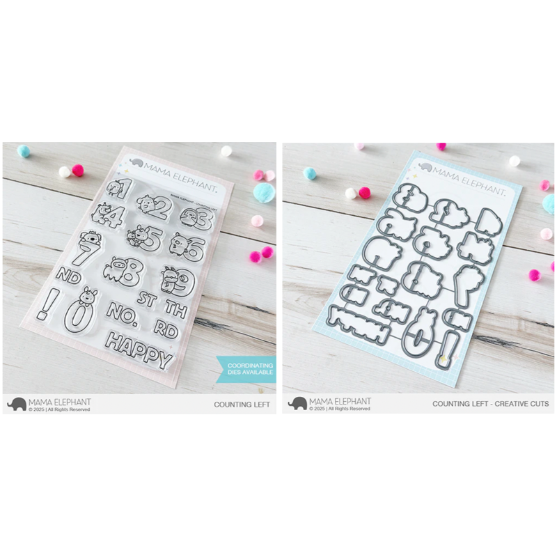 Mama Elephant Counting Left Clear Stamp and Die Set