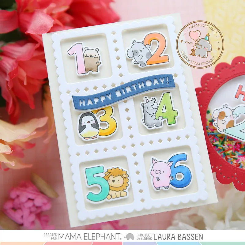 Mama Elephant Counting Left Clear Stamps framed | color-code:ALT01