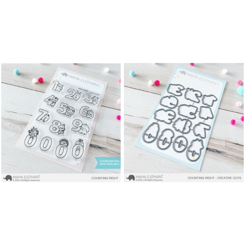 Mama Elephant Counting Right Clear Stamp and Die Set
