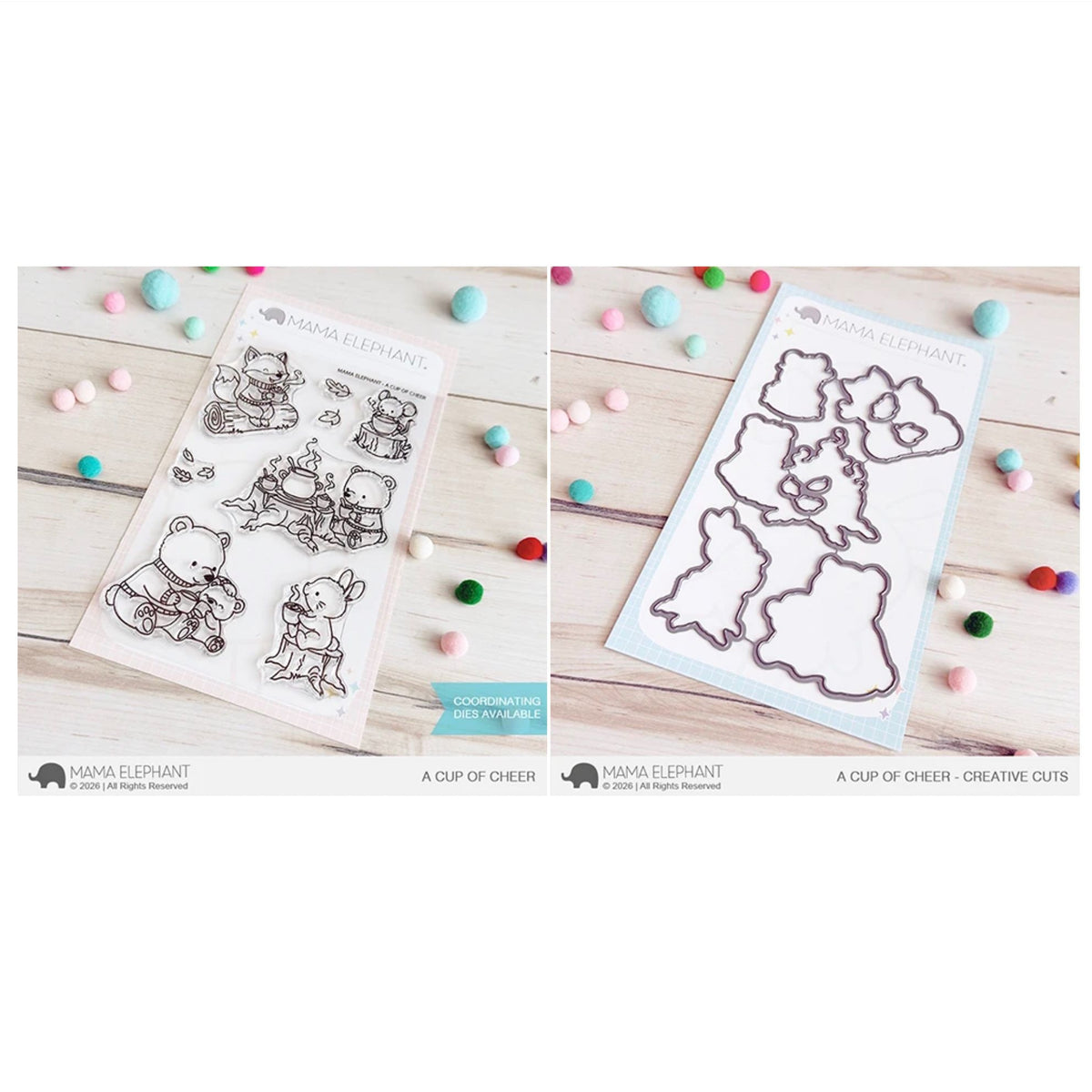 Mama Elephant Cup of Cheer Clear Stamp and Die Set