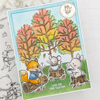 Mama Elephant Cup of Cheer Clear Stamps fall friends scene card