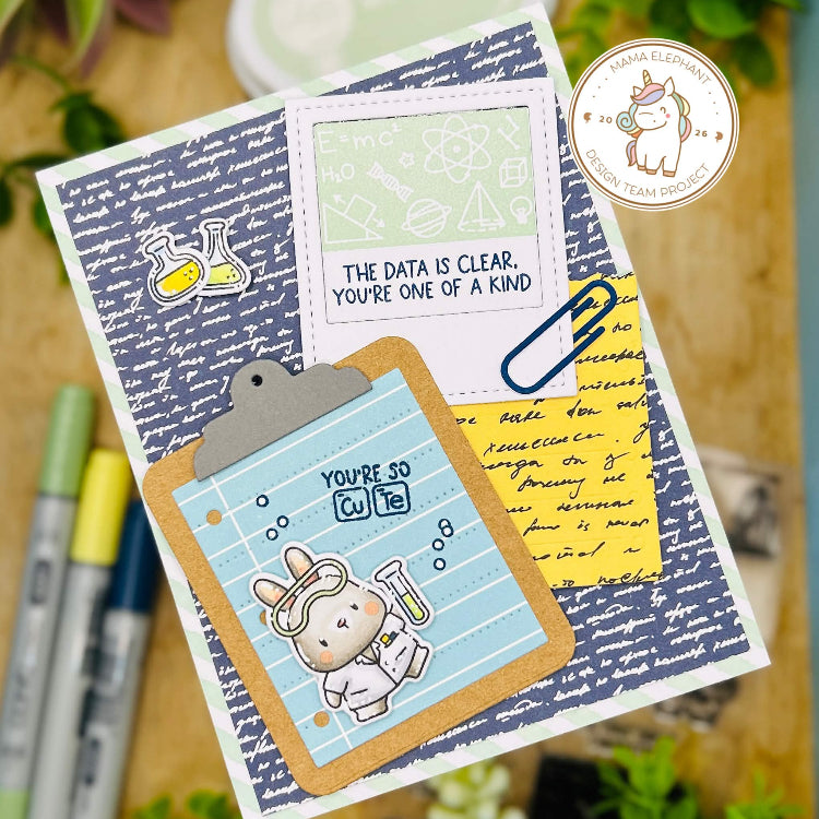 Mama Elephant Cute Clipboard Creative Cuts Steel Dies blue background