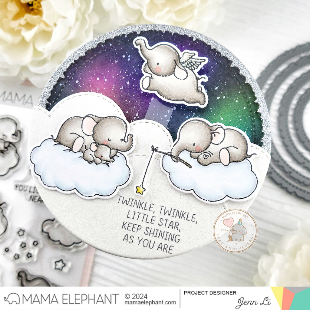 Mama Elephant Deckled Circles Creative Cuts Steel Dies elephants