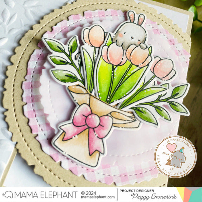 Mama Elephant Deckled Circles Creative Cuts Steel Dies tulips