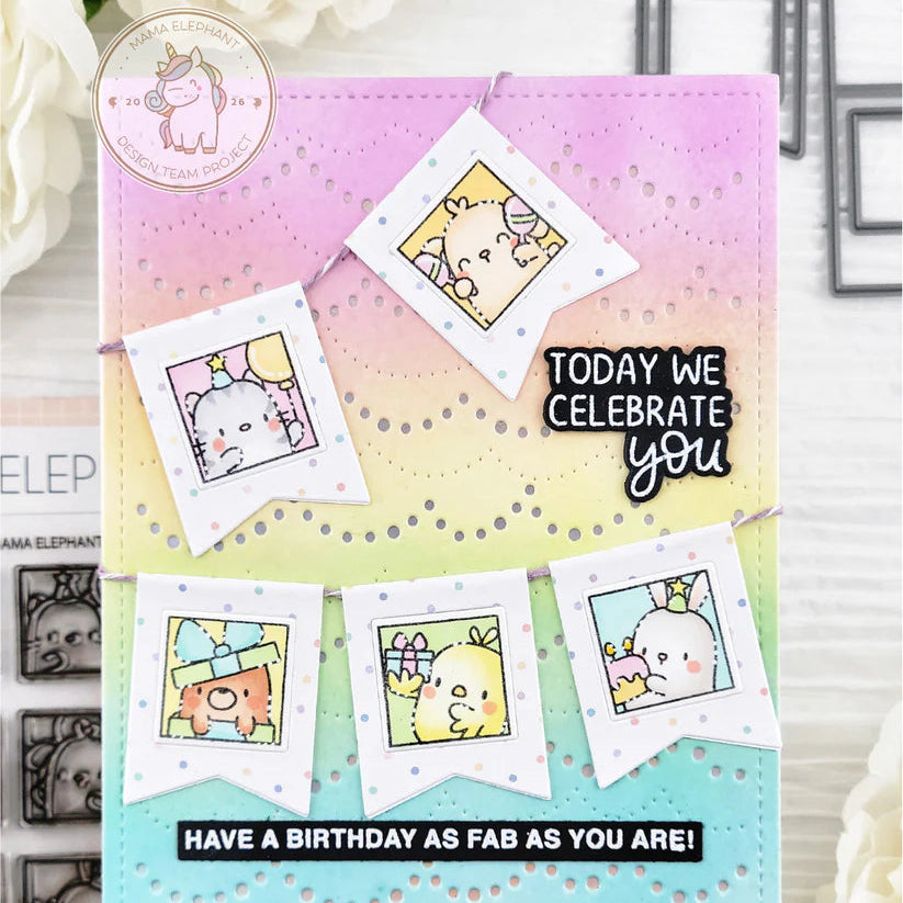 Mama Elephant Docket Lil Banner Creative Cuts Steel Dies let's celebrate