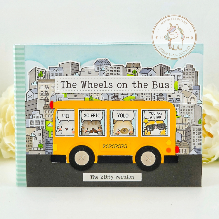 Mama Elephant Docket Lil Bus Creative Cuts Dies critters on bus