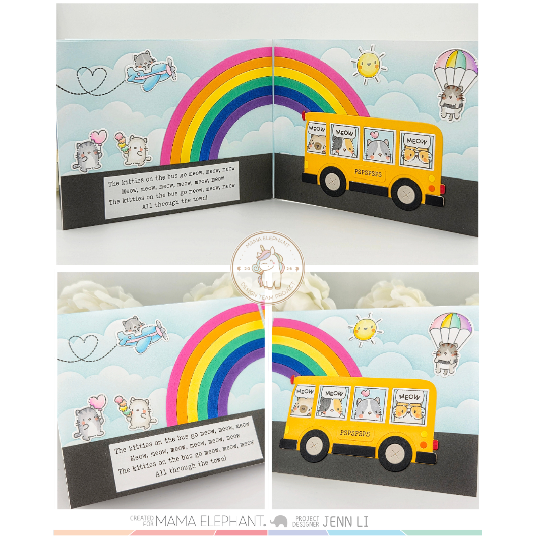 Mama Elephant Docket Lil Bus Creative Cuts Dies rainbow
